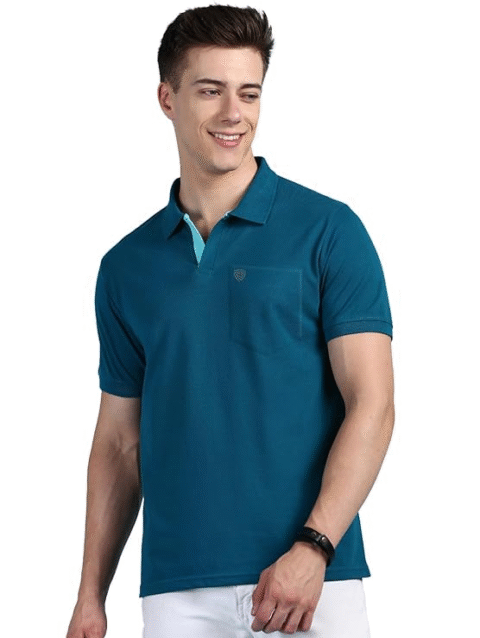 Lux Cozi Men's Half Sleeve Soild Casual Regular Fit T-Shirt with Chest Pocket | Polo Tshirt for Men