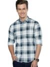 The Indian Garage Co Men's Cotton Slim Fit Checkered Full Sleeves Cutaway Collar Casual Shirt