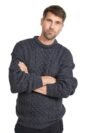 100% Irish Merino Wool Traditional Crew Neck Aran Sweater by Carraig Donn