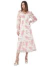 ERO MODA Women's Polyester Fit and Flare Maxi Dress