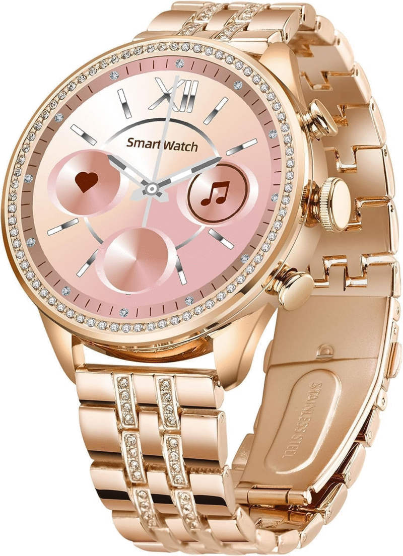 GameSir Gen 9 Smart Watch Rose Gold Chain Strap 1.69" AMOLED Display IP67 Waterproof High Resolution Bluetooth Calling 100+Sports Mode SPO2, Gifting Watch Luxury Round Dial Smartwatch for Men & Women - Image 8