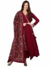 Vaamsi Women's Georgette Embroidered Flared Angrakha Pant With Dupatta With Inner