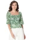 VERO MODA Floral Printed Puff Sleeve Cinched Waist Crop Top