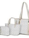 MKF Collection Tote Bag for Women, Shoulder Handbag & Wristlet Pouch Purse Top Handle Vegan Leather 4Pcs Set Pocketbook